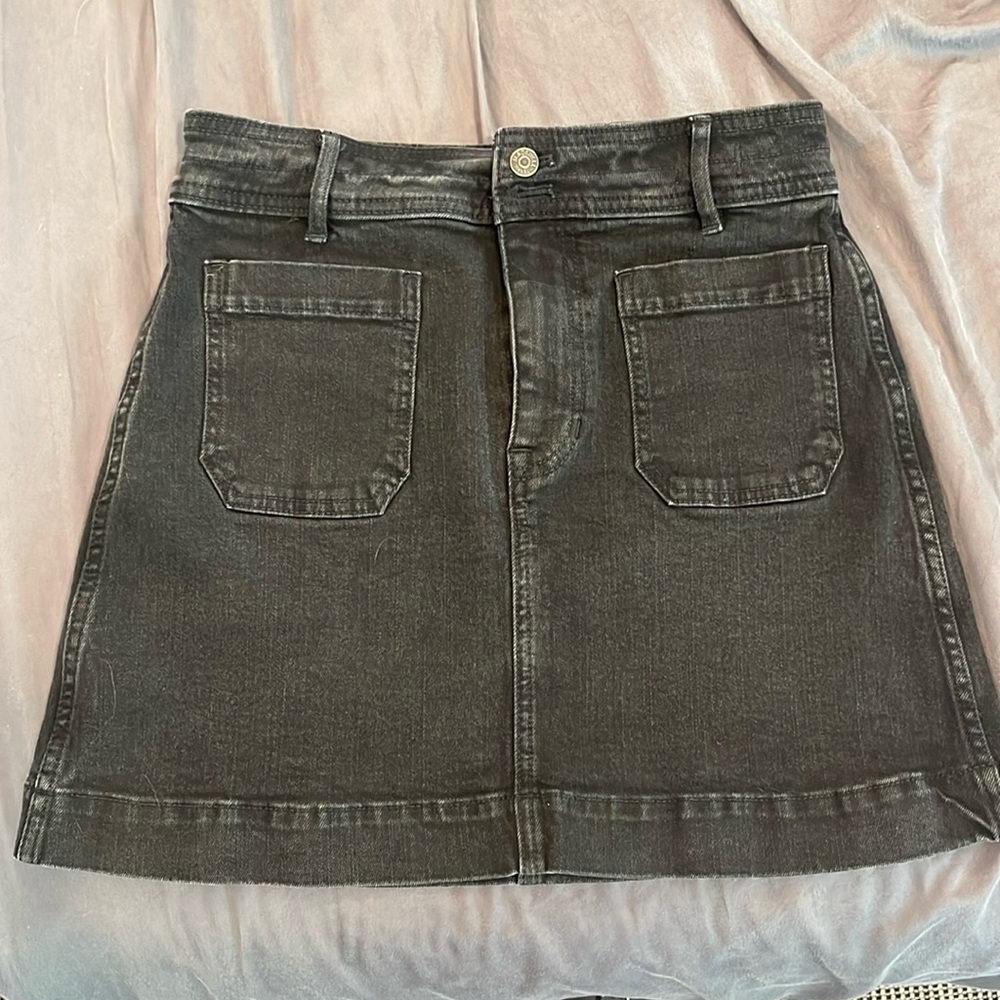 Madewell Black Stretch Denim Mini Skirt Size 2